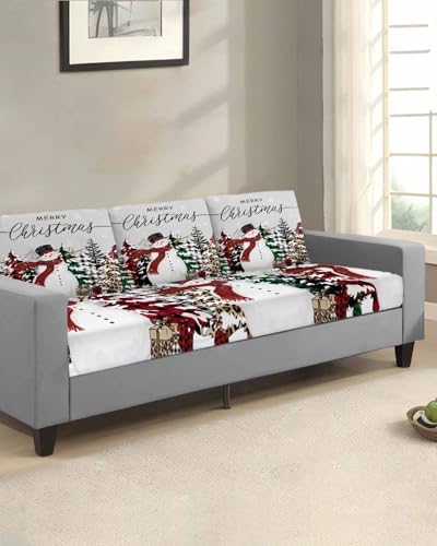 Grey Christmas Snowman Sofa Cushion Covers for L T Shape Sofas