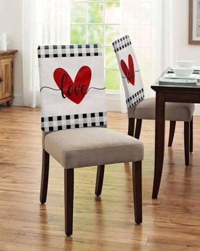 Valentines Day Chair Covers 4 Pack Red Heart Love Decor