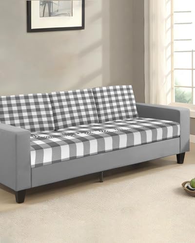 Gray Buffalo Check Plaid Sofa Cushion Covers 3 Pieces