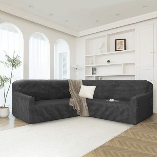 HDCAXKJ L-Shaped Sectional Couch Cover Charcoal Grey X-Large