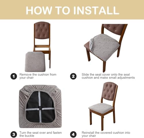 Waterproof Chair Seat Cover Set of 6 for Dining Room and Kitchen
