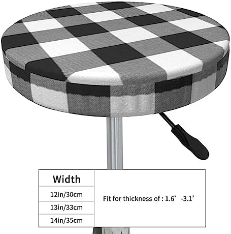 ZEYUANKA Buffalo Plaid Round Stool Cover 13 Inch