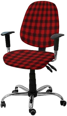 Double Love Red Black Plaid 2 Piece Chair Cover Set