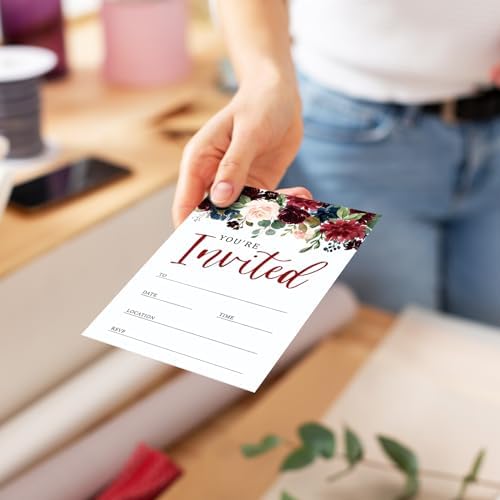 Whaline 25 Piece Watercolor Flower Invitation Set