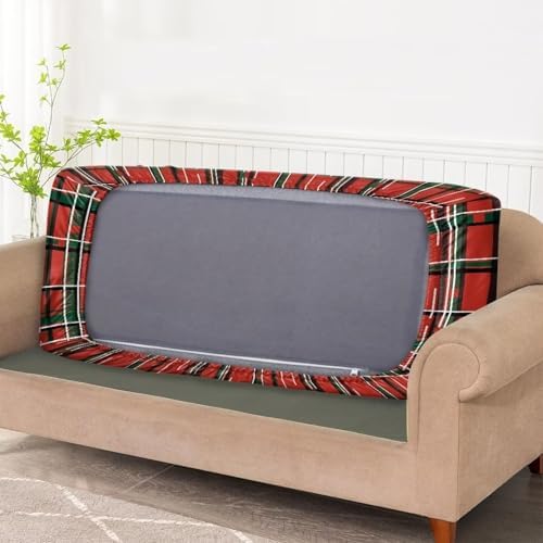 Christmas Plaid Sofa Cover with Elastic Bottom