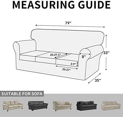 ISSUNTEX 4-Piece High Stretch Jacquard Sofa Slipcover Set