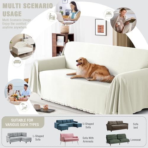 TAOCOCO Sofa Covers with Tassels Heavy Duty