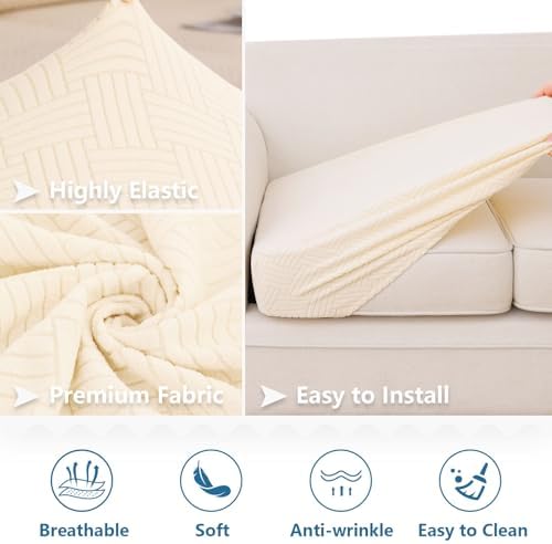 Hyha Waterproof Couch Cushion Covers for Sectional Sofa L Shape Design Beige