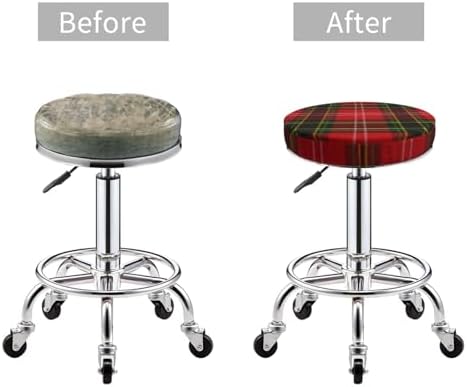 Tartan Plaid Red Green Stool Slipcover Set of 2