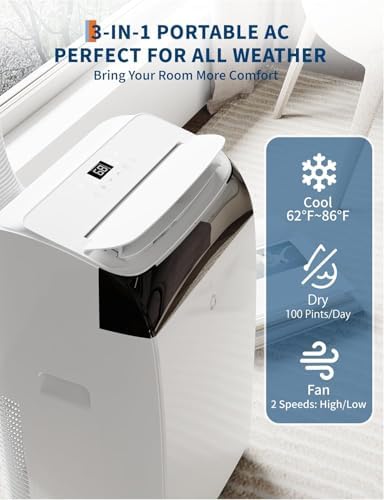 KYBOLT Portable AC 14000 BTU Window Unit with Dehumidifier and Fan