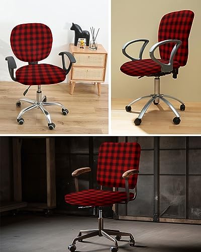 Double Love Red Black Plaid 2 Piece Chair Cover Set