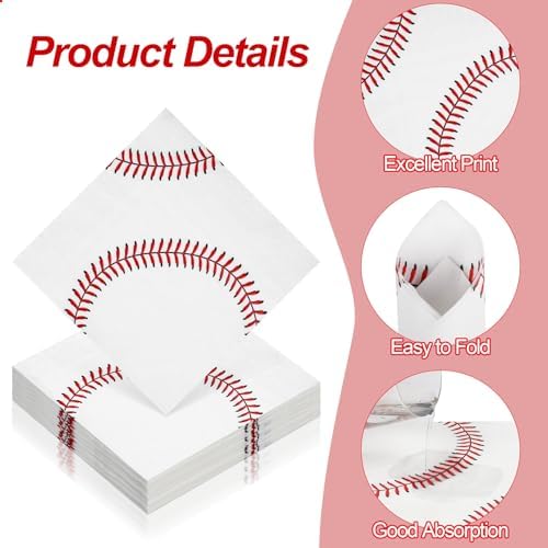 Aodaer 48 Piece Baseball Napkins for Sports Parties