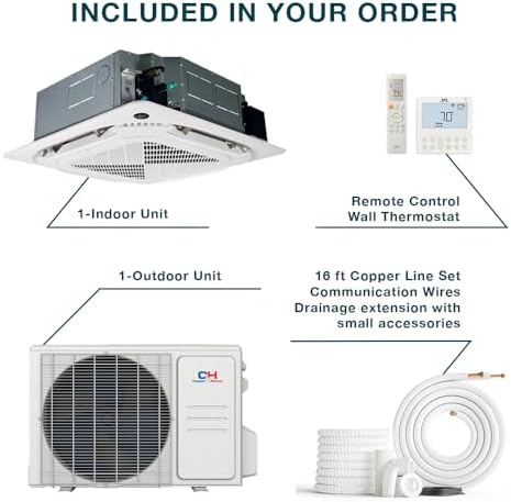 Cooper Hunter 12000 BTU Ceiling Cassette Ductless Mini Split AC Heat Pump