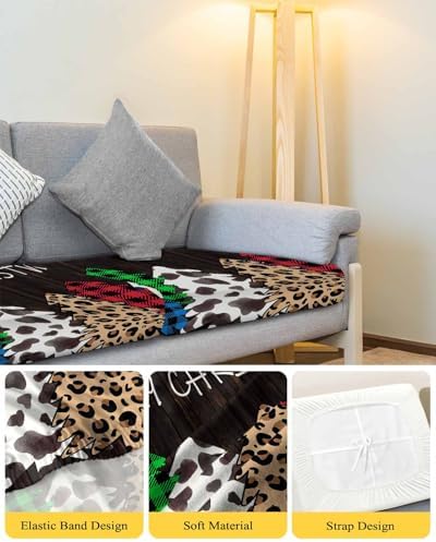 Black Christmas Tree Sofa Cushion Covers Washable and Stretchable
