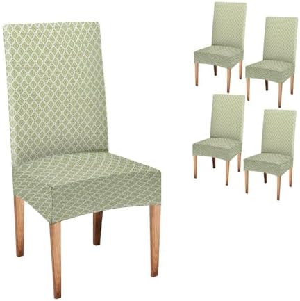Mrcrypos Dining Chair Cover Set of 4 Green Plaid