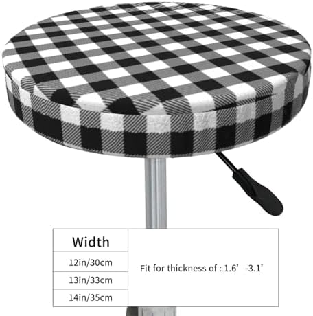 White Black Buffalo Plaid Gingham Stool Cover 12 Inch Velvet Cushion