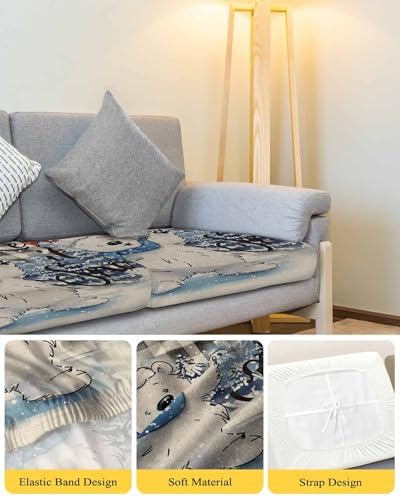 Blue Bear Christmas Sofa Cushion Covers for L T Shape Sofa