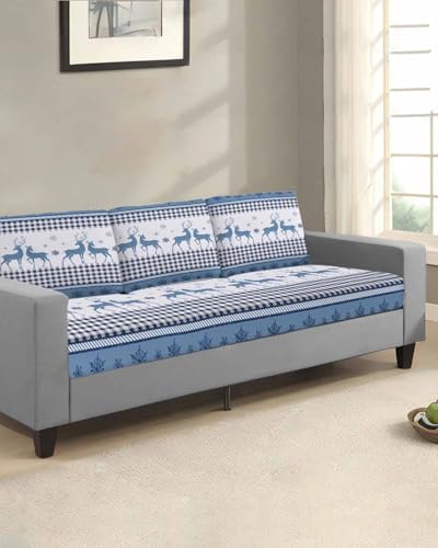 Blue Christmas Sofa Cushion Covers for L T Shape Sofas