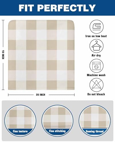 Beige Plaid Chair Covers Set of 4 for Dining Room