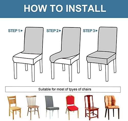 Genina Waterproof Chair Covers 6 Pack for Dining Room
