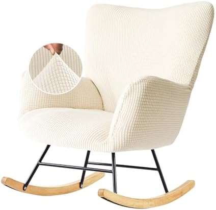 Nursery Rocking Chair Cover with Non-Slip Elastic Beige
