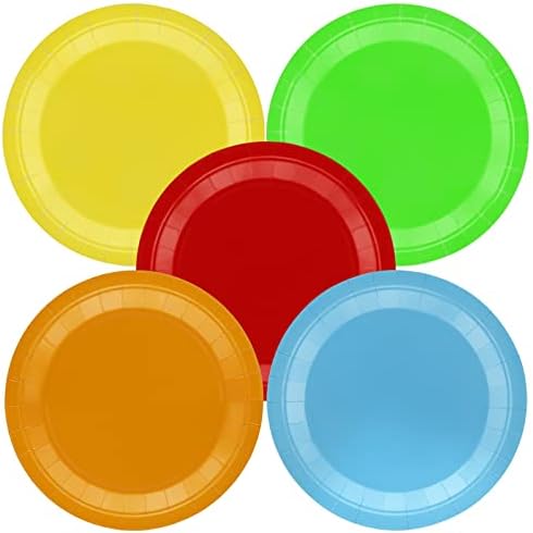 50 PCS 9 Inch Colorful Disposable Paper Plates