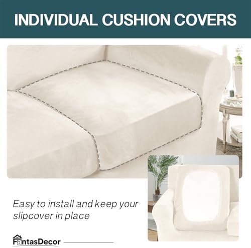 FantasDecor 4 Piece Velvet Sofa Slipcover