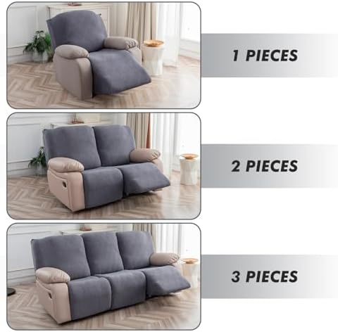 Waterproof Recliner Slipcover Pet and Kids Friendly 1 Seater Dark Gray