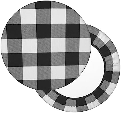 ZEYUANKA Buffalo Plaid Round Stool Cover 13 Inch