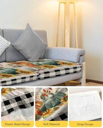 Green Orange White Pumpkin Sofa Cushion Covers Washable Removable Stretchable