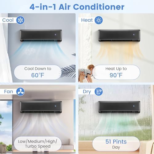KOTEK 12000 BTU Mini Split AC Heating System with Inverter Compressor