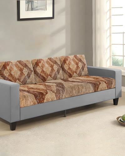 Falaniique Brown Abstract Stretch Sofa Slipcover Covers