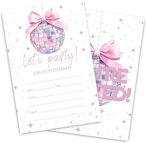 Disco Birthday Party Invitation Cards 30 Pack