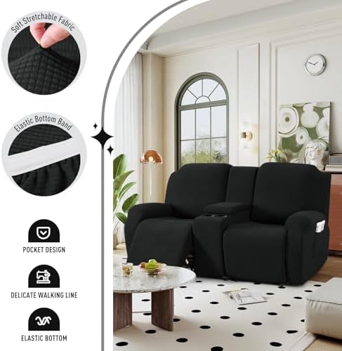 TAOCOCO Recliner Cover with Console Black