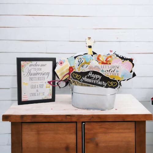 Anniversary Photo Booth Props - 41-Piece Kit for Wedding and Party