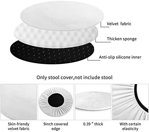 White Black Buffalo Plaid Gingham Stool Cover 12 Inch Velvet Cushion