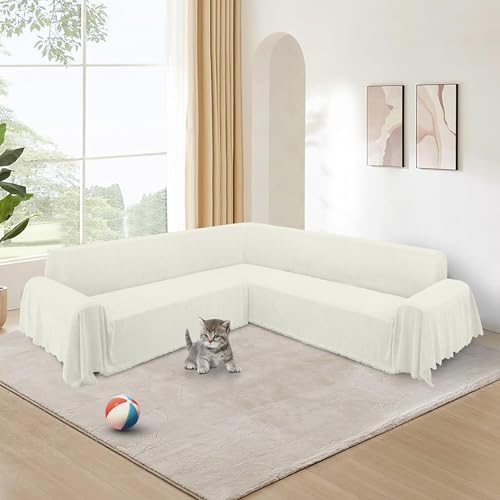 ALIECOM Corner Sectional Sofa Cover with Tassels