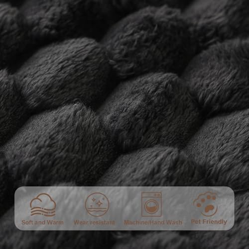 Soft Plush Faux Fur Couch Cover 36x70 Black