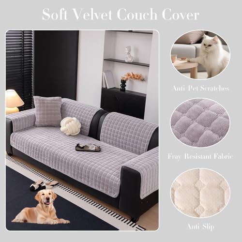 Velvet Sofa Covers for 3-4 Cushions and L-Shaped Sofas
