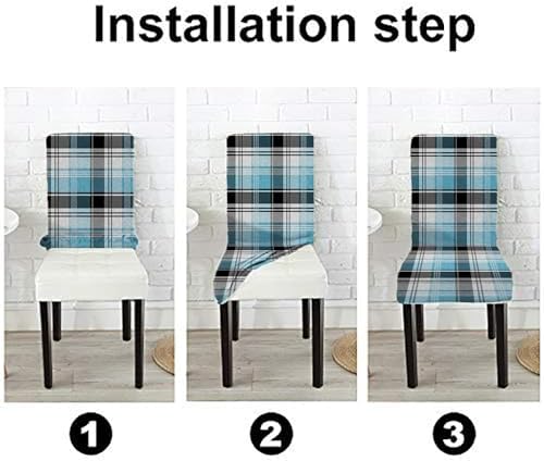 TOMWISH Red Green Plaid Chair Covers Set of 6