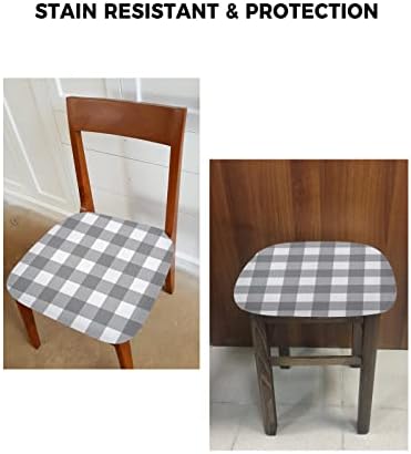 Grey Checkered Seat Covers for Dining Room Chairs Set of 2 1