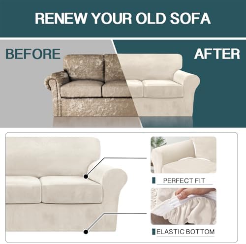 FantasDecor 4 Piece Velvet Sofa Slipcover