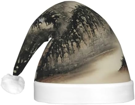 Chinese Painting Print Christmas Hat with LED Lights