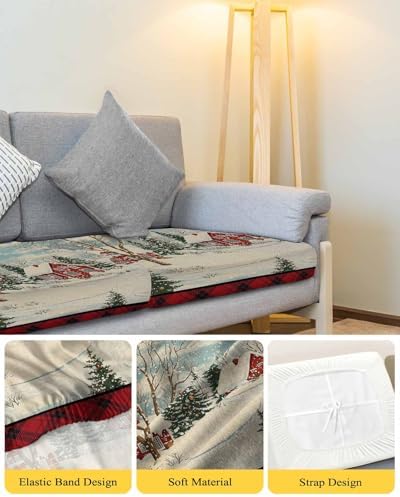 Christmas Sofa Cushion Covers Removable and Stretchable Sectional Slipcovers