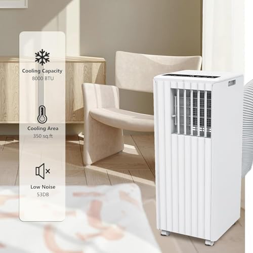 8000 BTU Portable Air Conditioner with Fan and Dehumidifier 1