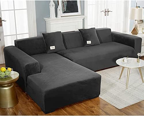 L U Shape Sofa Cover with Elastic Bottom and Stretch Design