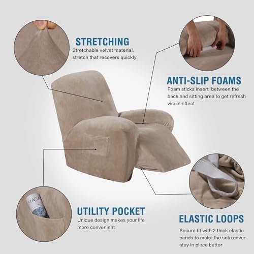 HVERSAILTEX Real Velvet Recliner Slipcover Taupe