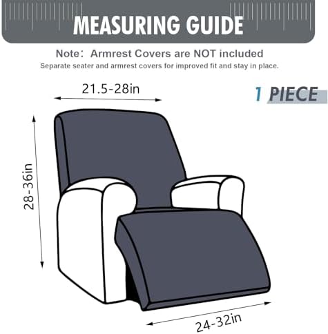 Waterproof Recliner Slipcover Pet and Kids Friendly 1 Seater Dark Gray