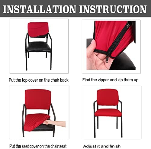 Deisy Dee Stretch Chair Slipcover for Guest Reception Arm Chair Red