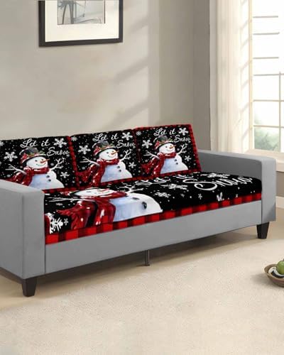 Black Red Christmas Sofa Cushion Covers for L T Shape Sofas